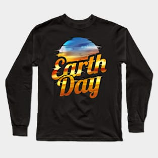 Sun Down With Flying Birds For Earth Day Long Sleeve T-Shirt